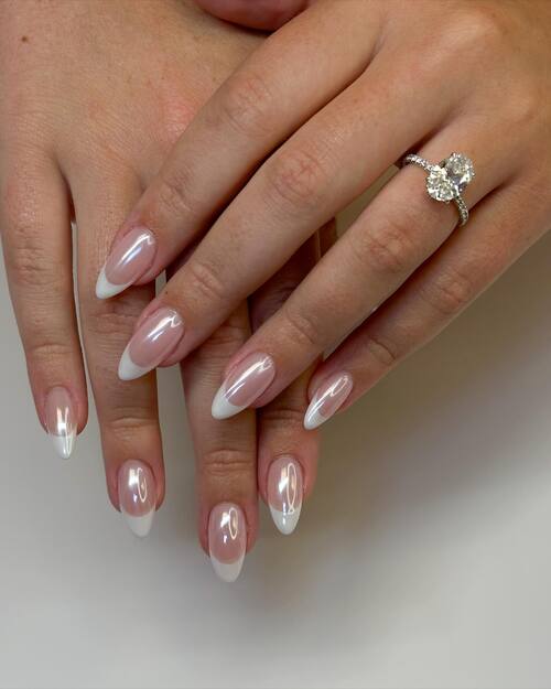 Reflective, shiny nail design bridal nails