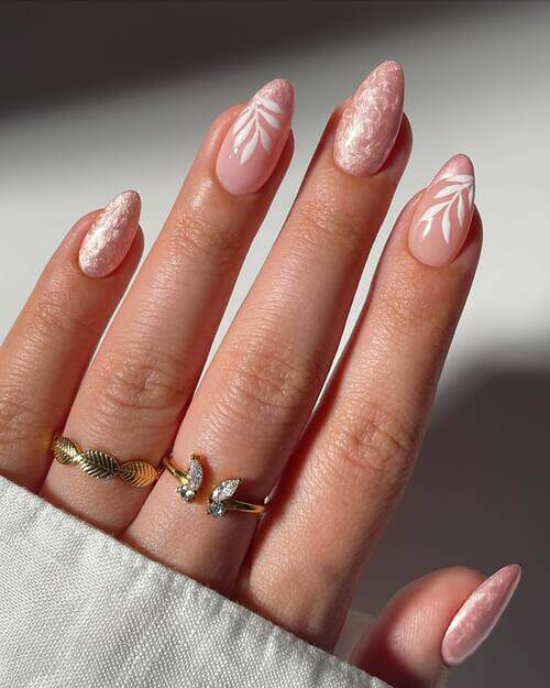 Bridal nails floral design