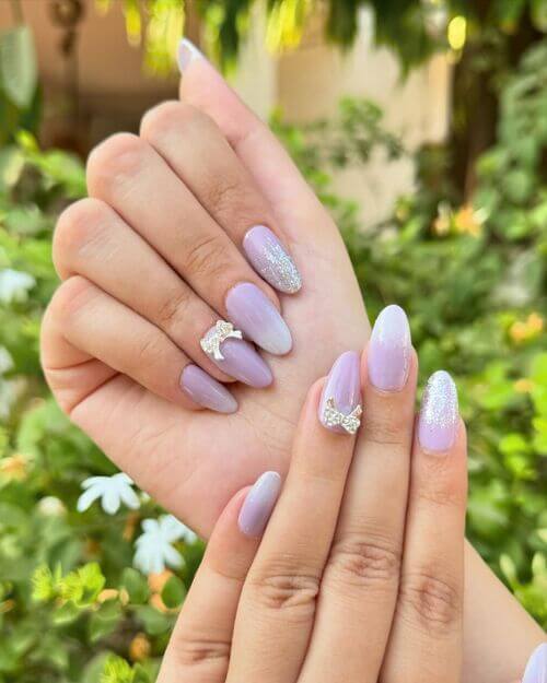 Bridal nails violet purple