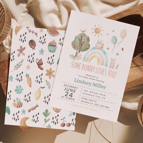 Baby shower invitation cute illustrations