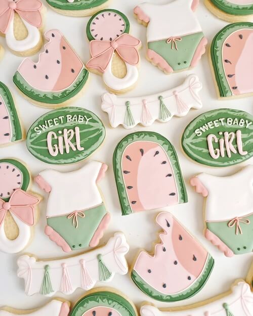 Baby shower cookie idea with watermelon theme